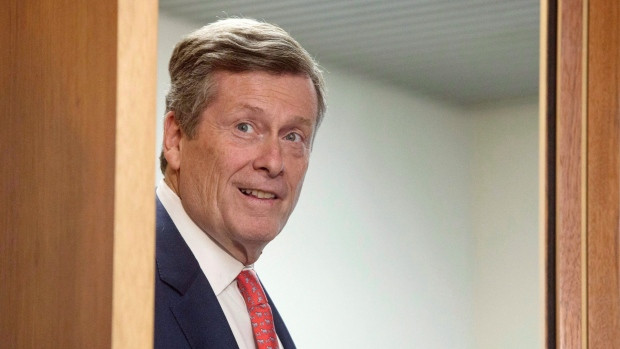Mayor John Tory looks on after a press conference in Toronto on Friday, August 3, 2018. THE CANADIAN PRESS/Chris Young