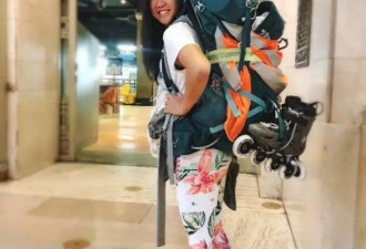 独行9600公里!华人女孩靠直排轮鞋横跨美国