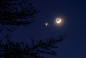 北京轩辕十四合月奇观:有星月相伴景象