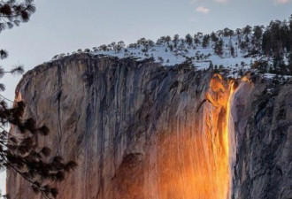 加州二月奇景：快去看壮观&quot;火瀑布&quot;！