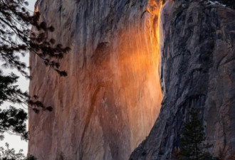加州二月奇景：快去看壮观&quot;火瀑布&quot;！
