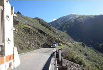 北加州1号公路多处塌陷 有路段双向关闭