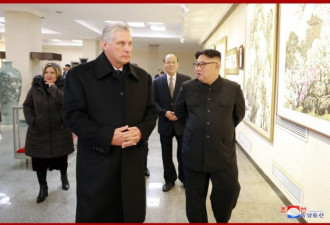 古巴领导人兴奋参观朝鲜 金正恩夫妇陪同