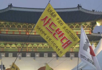 韩国民众集会示威打出“反对威胁中国的萨德”