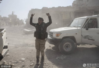叙利亚自由军从IS手中夺回阿尔巴布 跪地庆祝