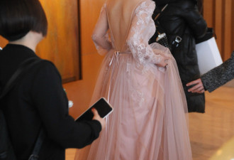杨紫穿透明薄纱裙现身 自提裙摆很优雅