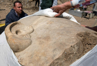 埃及出土巨型雕像残块 或为法老拉美西斯二世