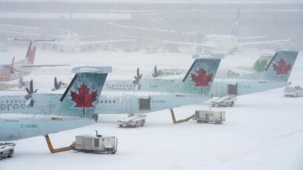 There are hundreds of cancellations on Tuesday morning at Pearson airport thanks to the return of winter weather.