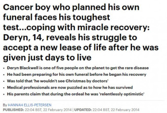 男孩患2种癌症临死前几天奇迹恢复 竟是因为...
