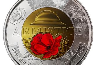 一战停战一百周年 加拿大推出二元纪念币