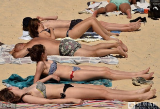 澳洲气温逼近50℃ 100万人海滩纳凉