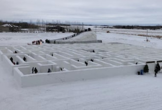 加拿大曼省一个家庭造出全球最大雪地迷宫