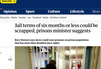 人满为患！英国考虑半年刑期罪犯不坐牢