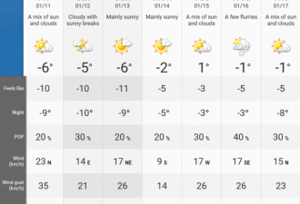 体感温度-18C 一连冷4天多伦多发出酷寒警报