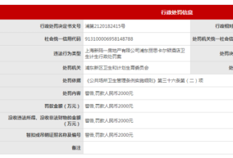 上海7家五星级酒店被处警告 各被罚款2000元