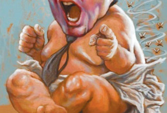 川普被插画家讽刺成穿着尿不湿的可怕2岁婴孩