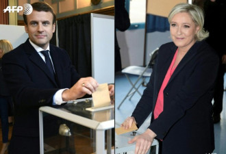 法国大选终极对决!马克龙、勒庞到投票站投票