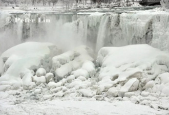 今天的尼亚加拉大瀑布，惊现冰原仙境
