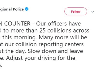 今早路滑约克区已有25起车祸