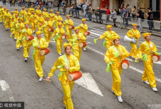 纽约举行舞蹈节游行 中国腰鼓队吸睛