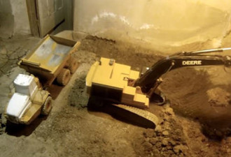 不可思议！加拿大男子用遥控玩具车挖出地下室
