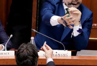 反对党太激动！阿尔巴尼亚总理当场被喷满脸墨