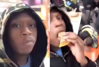 英国麦当劳餐厅发生斗殴 男顾客淡定吃汉堡录像