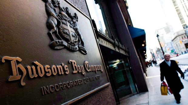 A man walks past the Hudson's Bay Company sign in downtown Toronto on Wednesday, Feb. 4, 2009. (Nathan Denette/The Canadian Press)