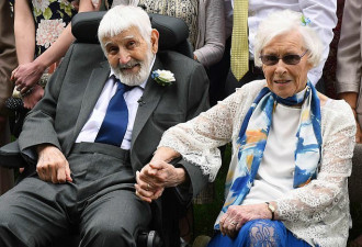最年长新婚夫妇：英国9旬老人娶结婚时伴娘