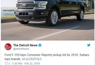 美国消费者报告最佳汽车品牌排名出炉