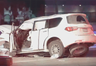 SUV冲撞QEW致三人伤封路 司机年仅13岁