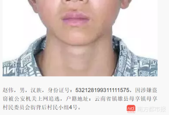 通告上的17岁逃犯是张"娃娃脸"...云南警方回应
