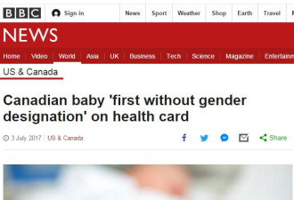加拿大双性人诞婴．获发“无性别”健康卡