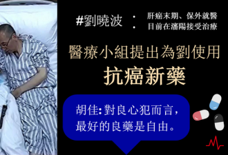 刘晓波家人接受建议 将采用还在测试的抗癌新药
