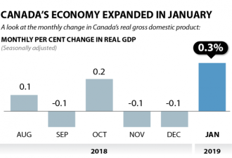 加拿大经济形势好转 今年1月份GDP增长0.3％