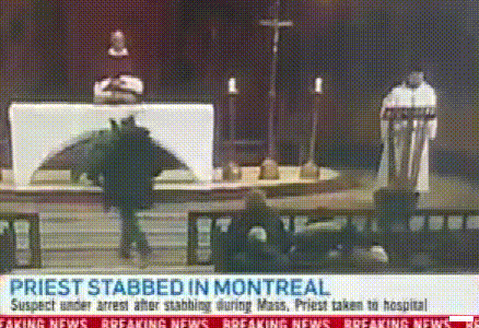 现场动图：圣约瑟大教堂神父遇刺 震惊加拿大