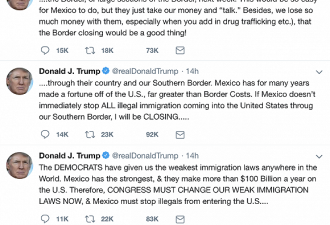 特朗普:关闭边境非玩笑, 墨西哥:多给些援助款