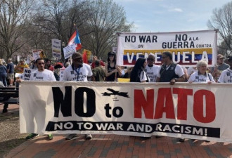 华盛顿数百人走上街头游行 反对美国干预