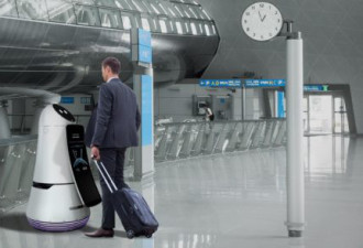 LG友好机器人亮相首尔机场：会带路会扫地