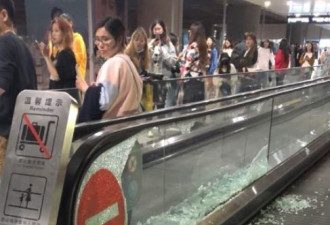 上海虹桥机场玻璃被挤碎，许多网友都看傻眼