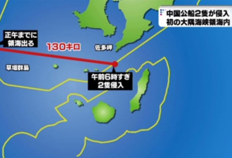 日称中国海警船侵入领海 海上保安厅派船喊话