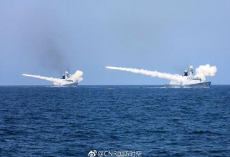 中国数十艘军舰同时在在渤海黄海大规模军演