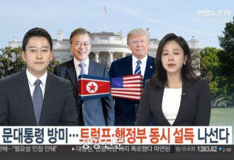 大乌龙！韩媒新闻直播给文在寅访美配朝鲜国旗