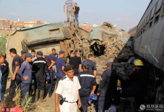 埃及两火车相撞现场 75辆救护车赶往