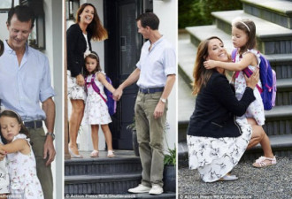 丹麦小公主上学第一天:闭眼搂妈妈腰不出门