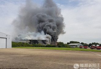 英国伦敦附近机场飞机库爆炸 黑烟滚滚