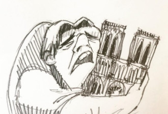 艺术家创作卡西莫多流泪插画:世界在拥抱圣母院
