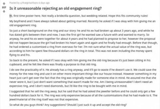 男朋友拿着给前任定制的戒指向我求婚 该答应吗