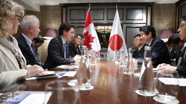 Prime Minister Justin Trudeau meets with Prime Minister Shinzo Abe of Japan