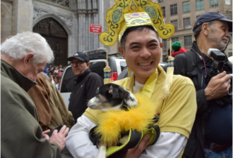 纽约复活节举行“帽子大游行” 华人造型吸睛